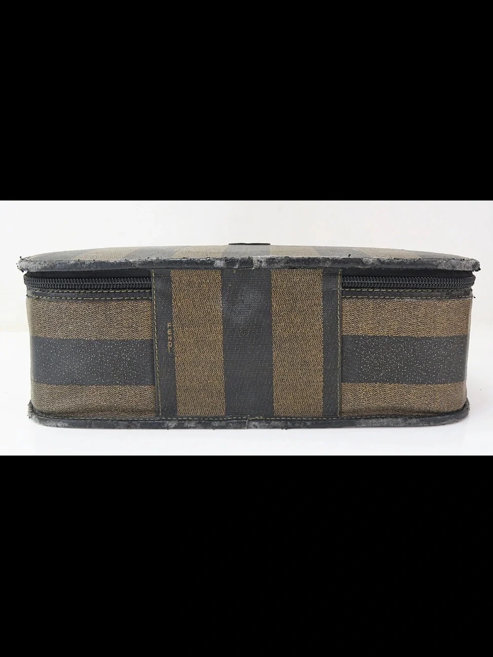 Fendi Brown and Black Striped Dome Cosmetic Case
